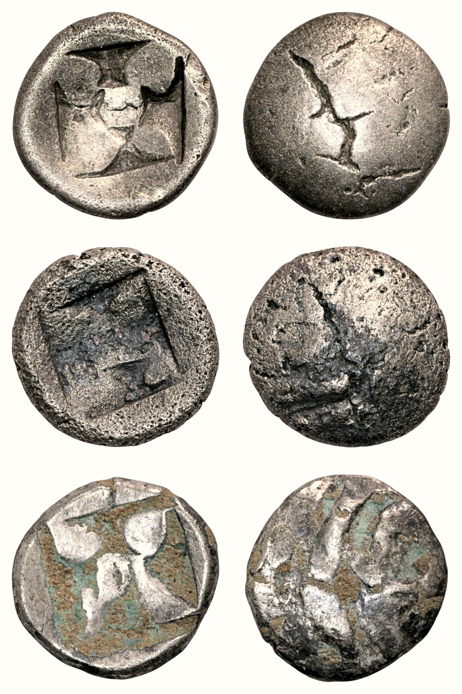 Indonesia. 24 krisnalas (Silver) ND (1293-1524) Majapahit Djampol (3 coins) Item number:  3762
