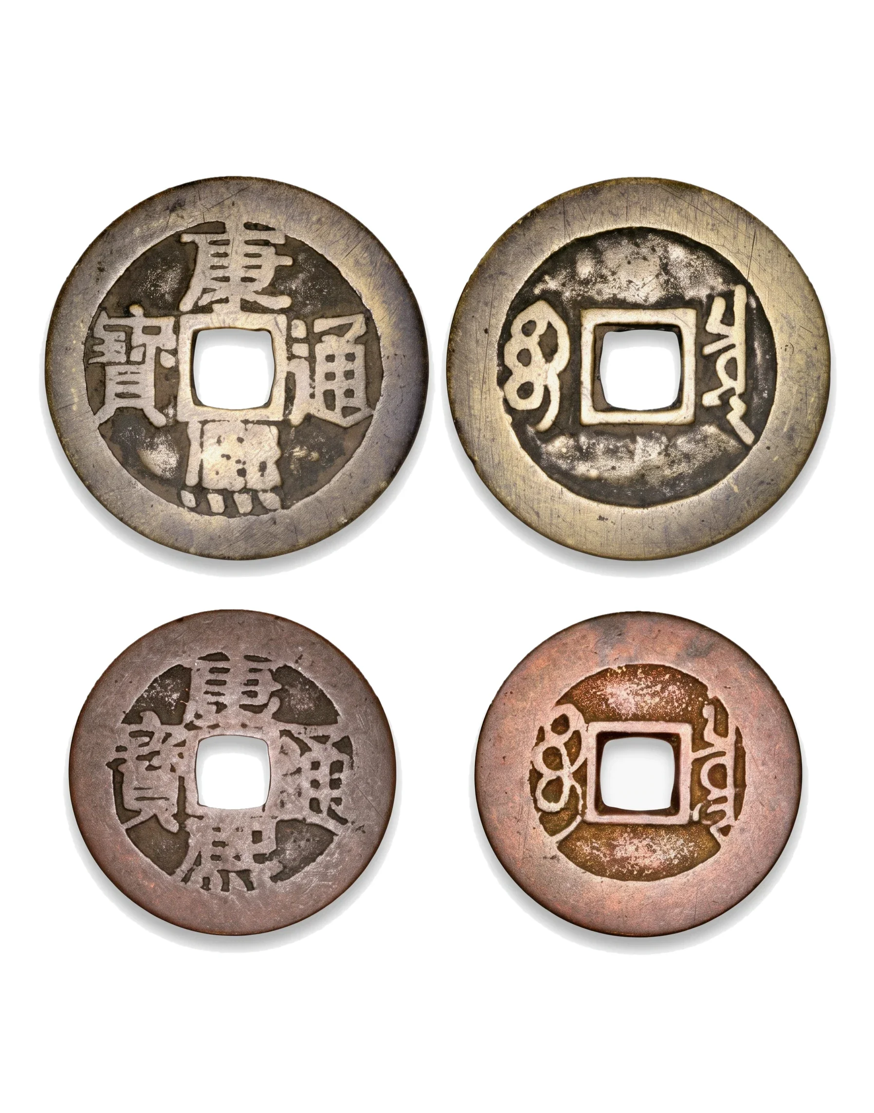 China, Kang Xi tong bao,  The Board of Revenue, set of 1 qian (copper) and 1,4 qian Item number:  3763