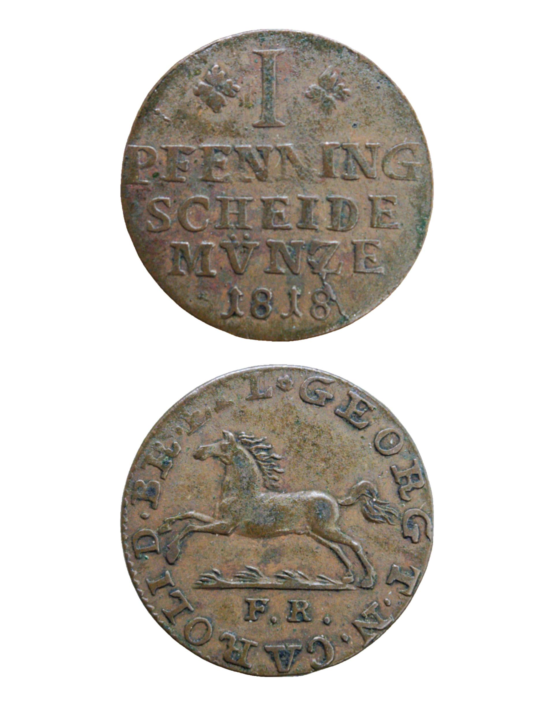 GERMANY, BRUNSWICK WOLFENBUTTEL, Karl II, pfennig 1818 F.R., KM.1069, extremely fine Lot:  3767