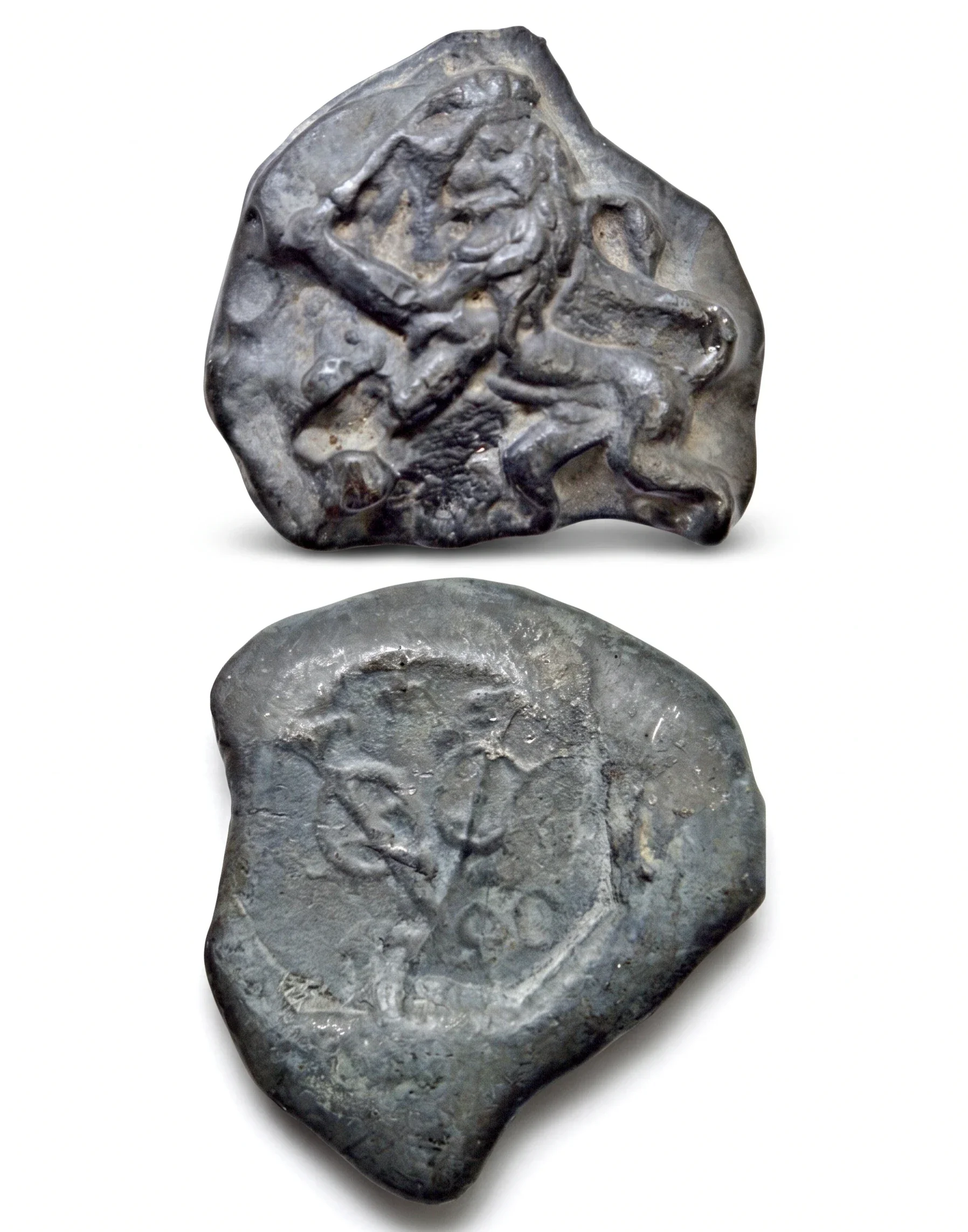 VOC Java Heavy Tin/Lead Trial Casting and Dies strike Utrecht Duit 1790 – Hand-Carved Lion (44g) Lot:  3771