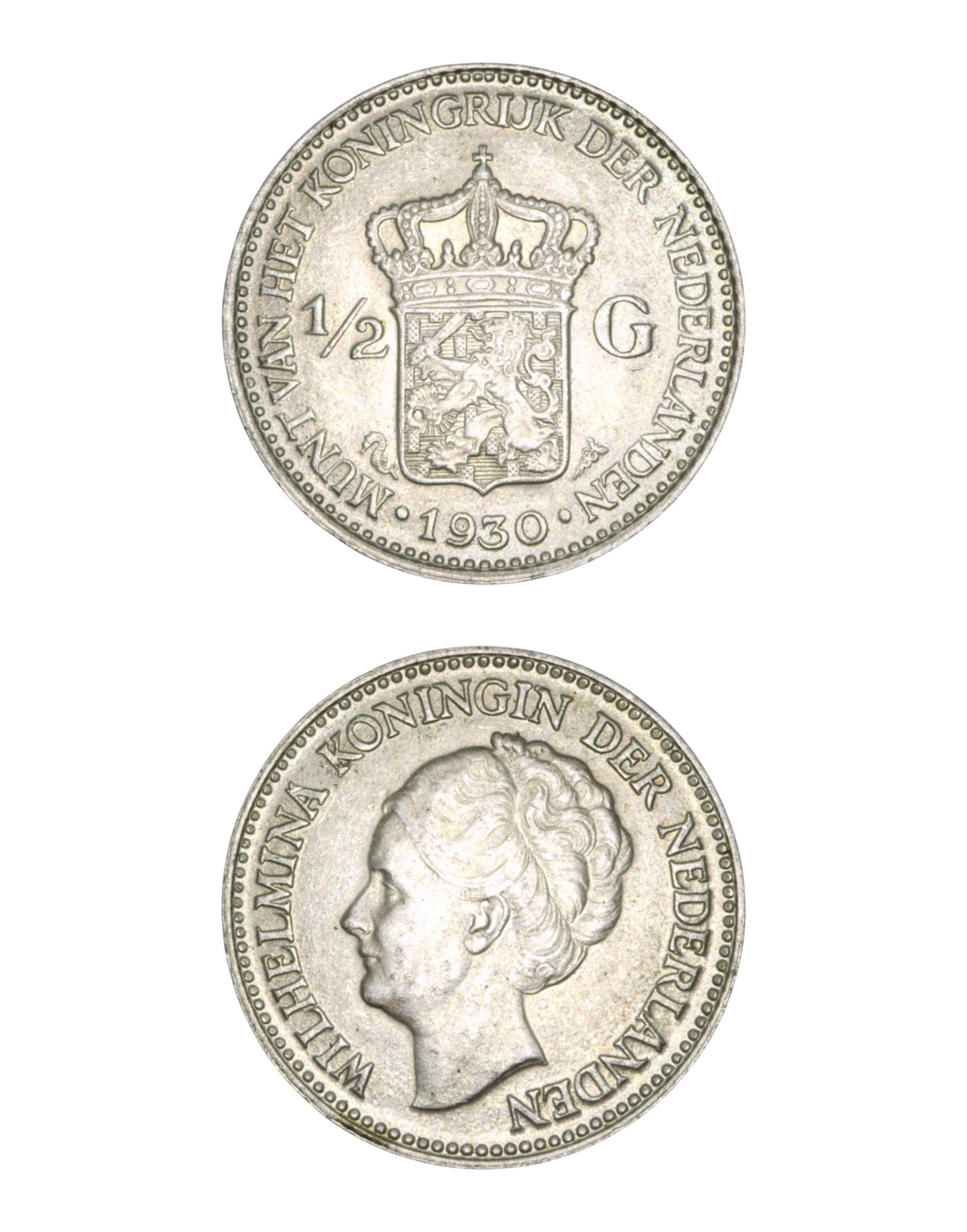 Netherlands > ½ Gulden 1930 - Wilhelmina Ref: KM# 160, Sch# 845 Lot:  3782