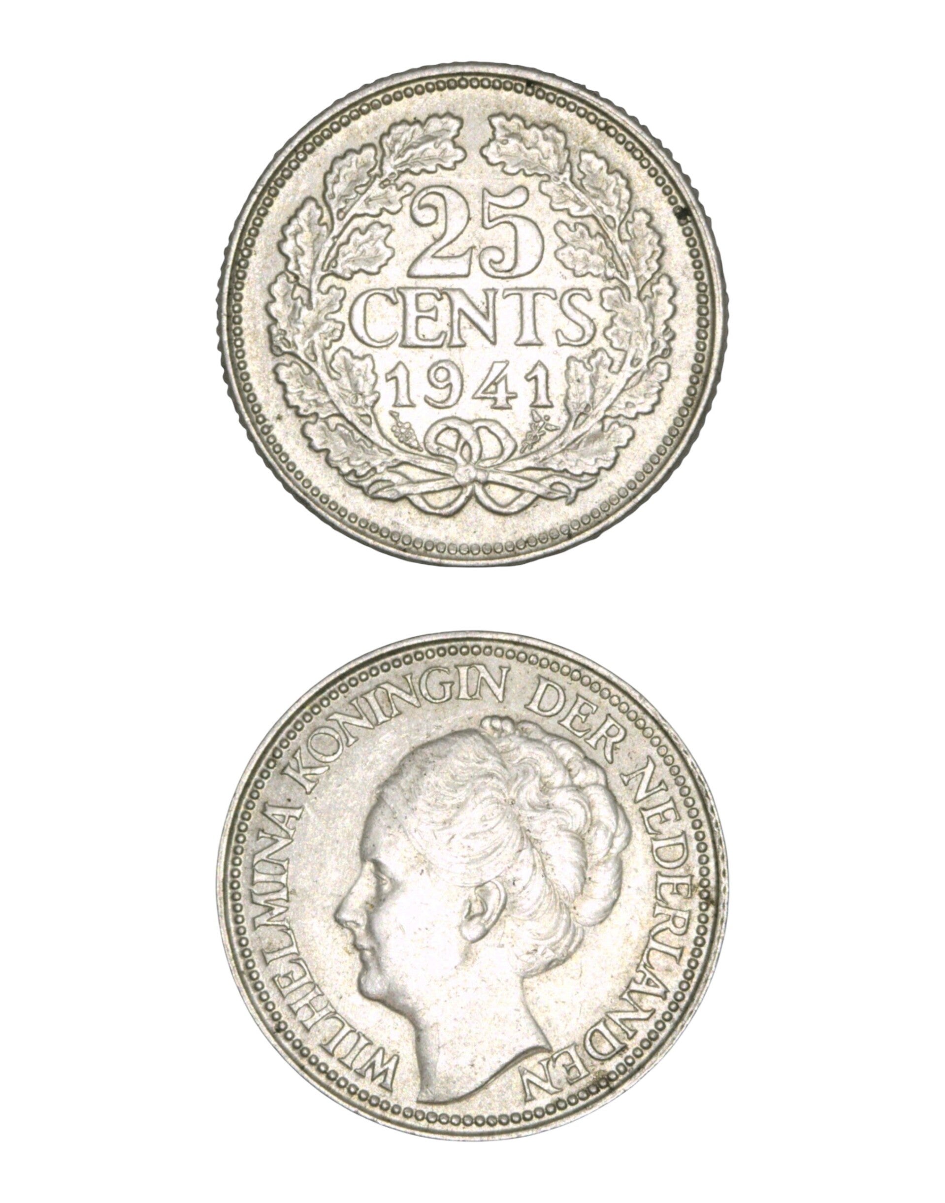 Netherlands > 25 Cents 1941 - Wilhelmina Ref: KM# 164, Schön# 44 Lot:  3783