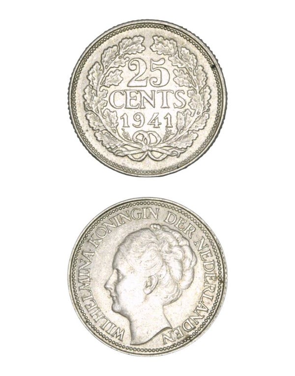 Netherlands > 25 Cents 1941 - Wilhelmina Ref: KM# 164, Schön# 44 Lot:  3783