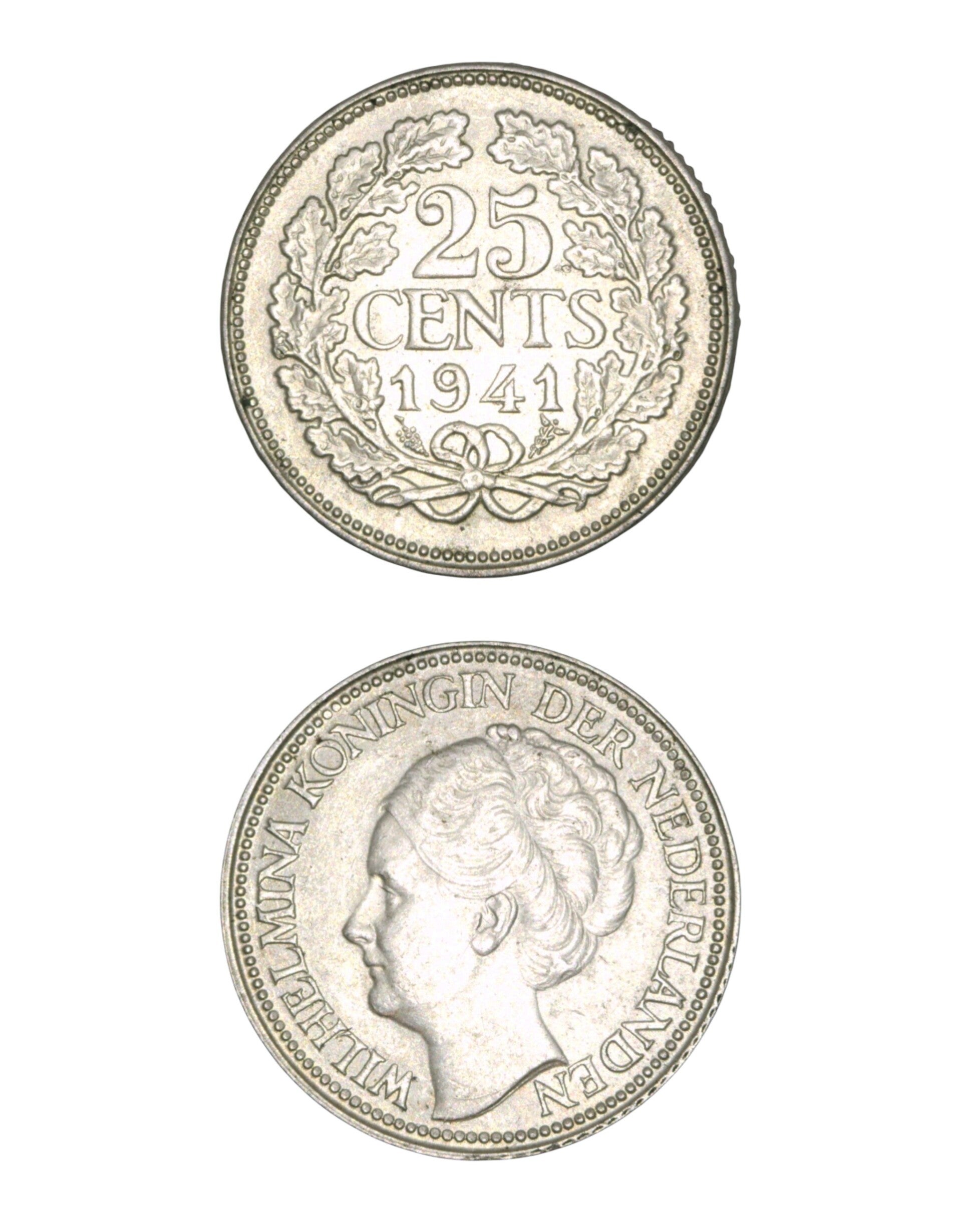 Netherlands > 25 Cents 1941 - Wilhelmina Ref: KM# 164, Schön# 44 Lot:  3784