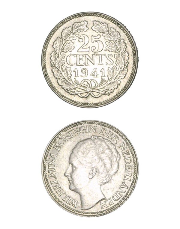 Netherlands > 25 Cents 1941 - Wilhelmina Ref: KM# 164, Schön# 44 Lot:  3784
