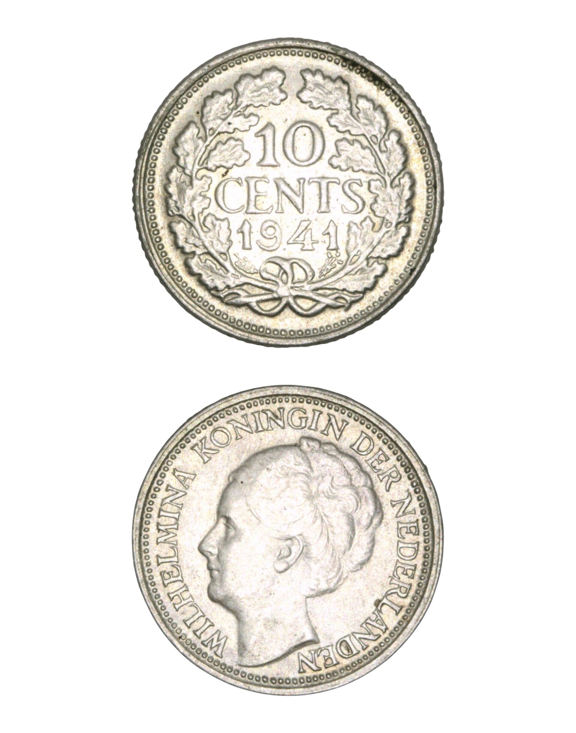 Netherlands > 10 Cents 1941 - Wilhelmina Ref: KM# 163, Schön# 43 Lot:  3789