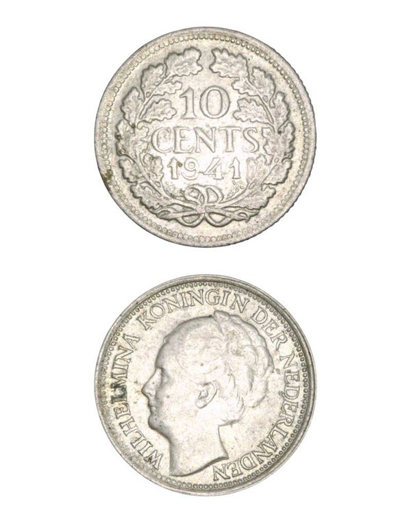 Netherlands > 10 Cents 1941 - Wilhelmina Ref: KM# 163, Schön# 43 Lot:  3790