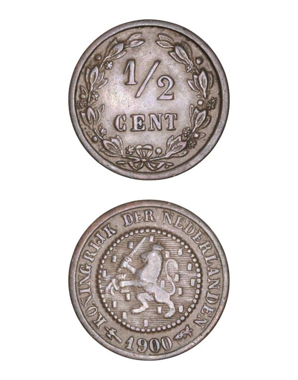 Netherlands > ½ Cent 1900  Ref: KM# 109, Sch# 1002 Lot:  3804