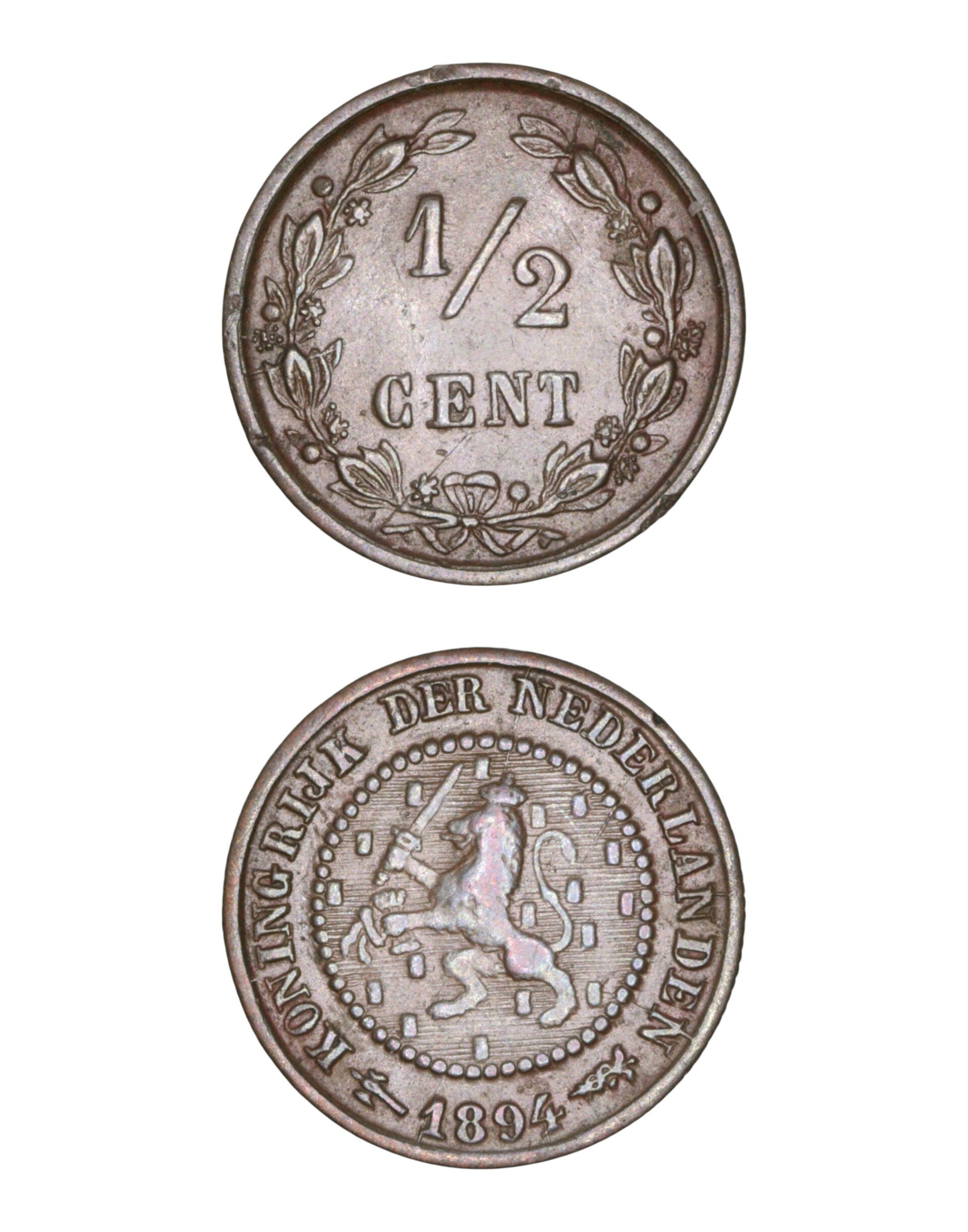 Netherlands > ½ Cent 1894  Ref: KM# 109, Sch# 726 Lot:  3806