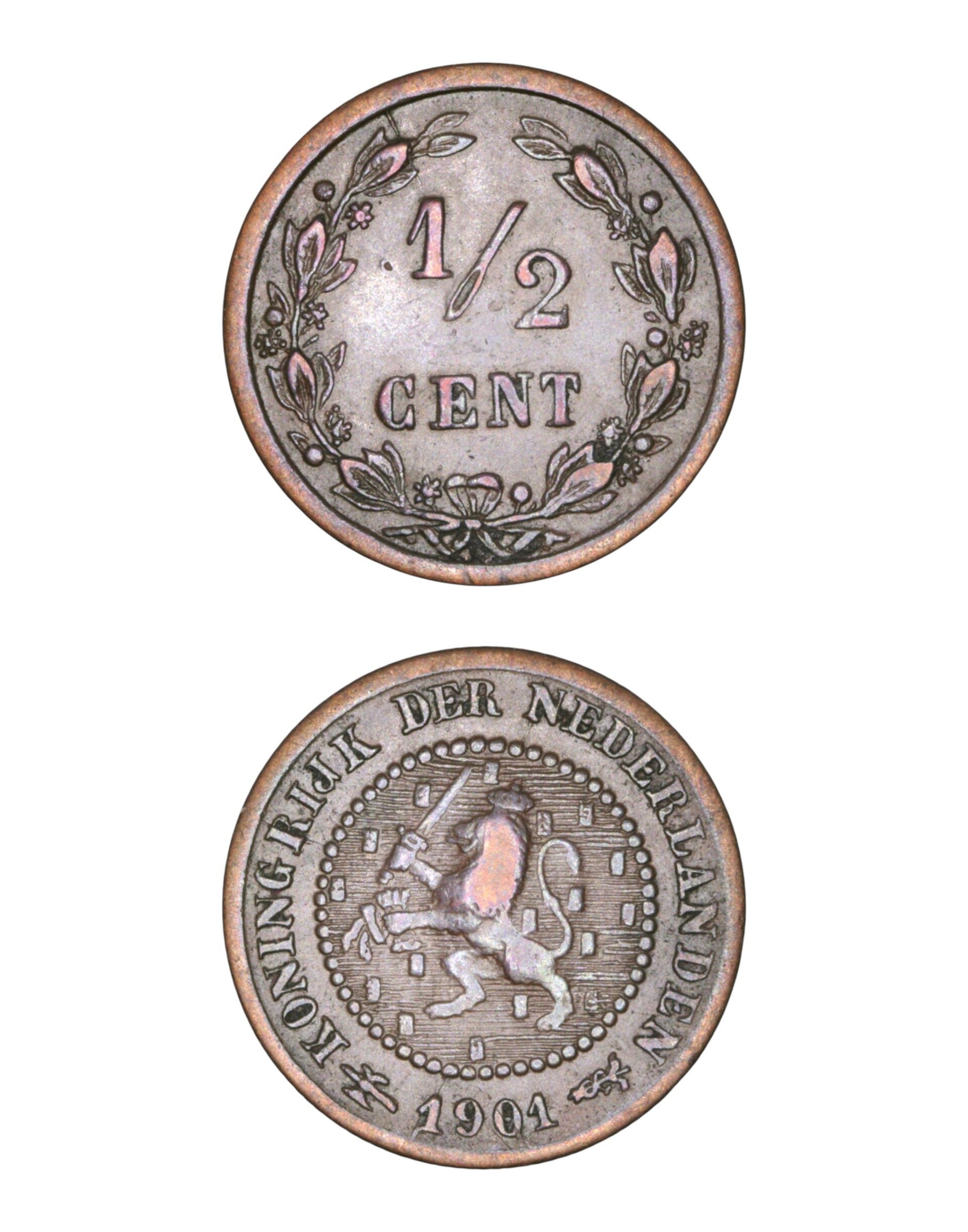 Netherlands > ½ Cent 1901  Ref: KM# 109, Sch# 1003 Lot:  3807