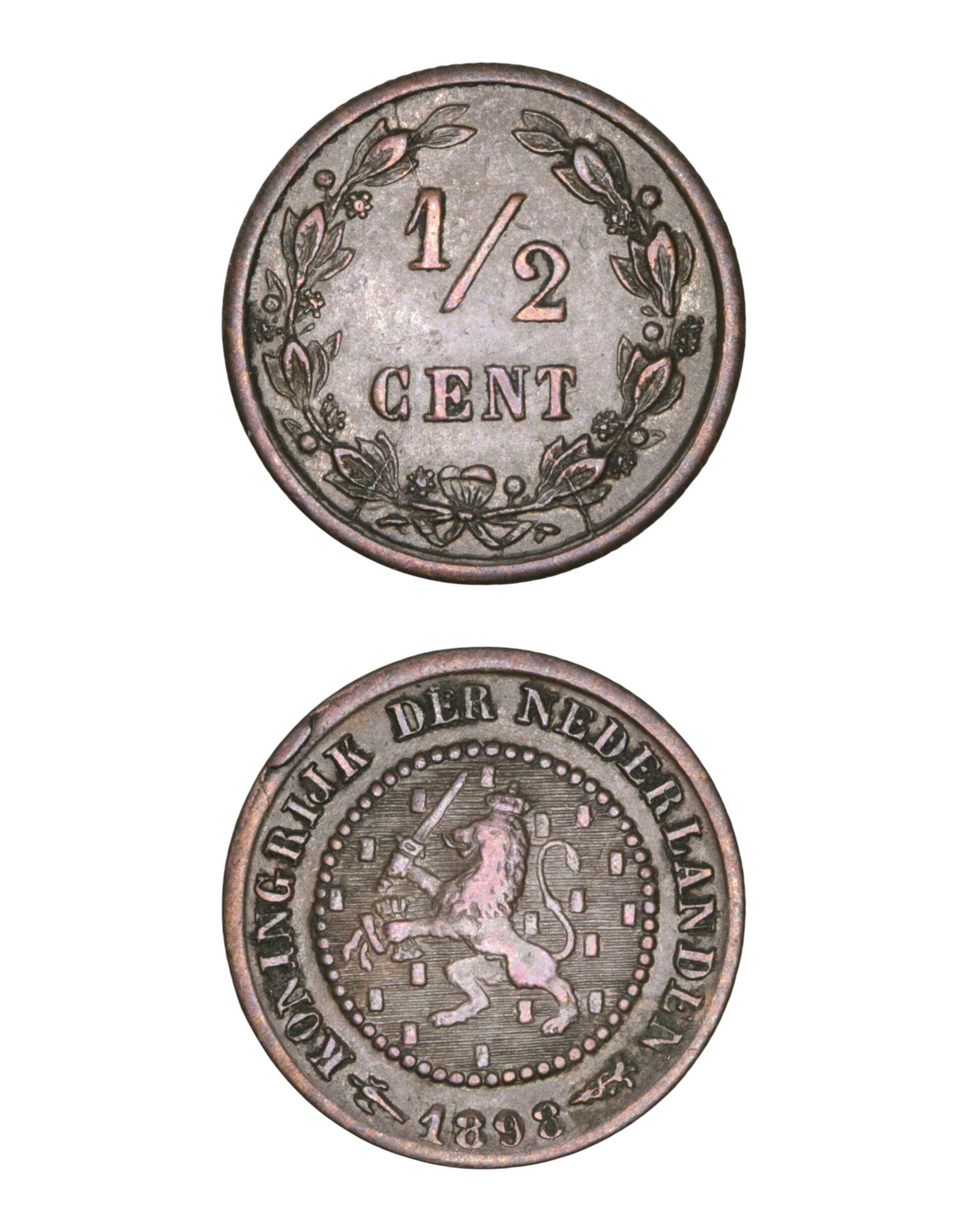 Netherlands > ½ Cent 1898  Ref: KM# 109, Sch# 1001 Lot:  3808