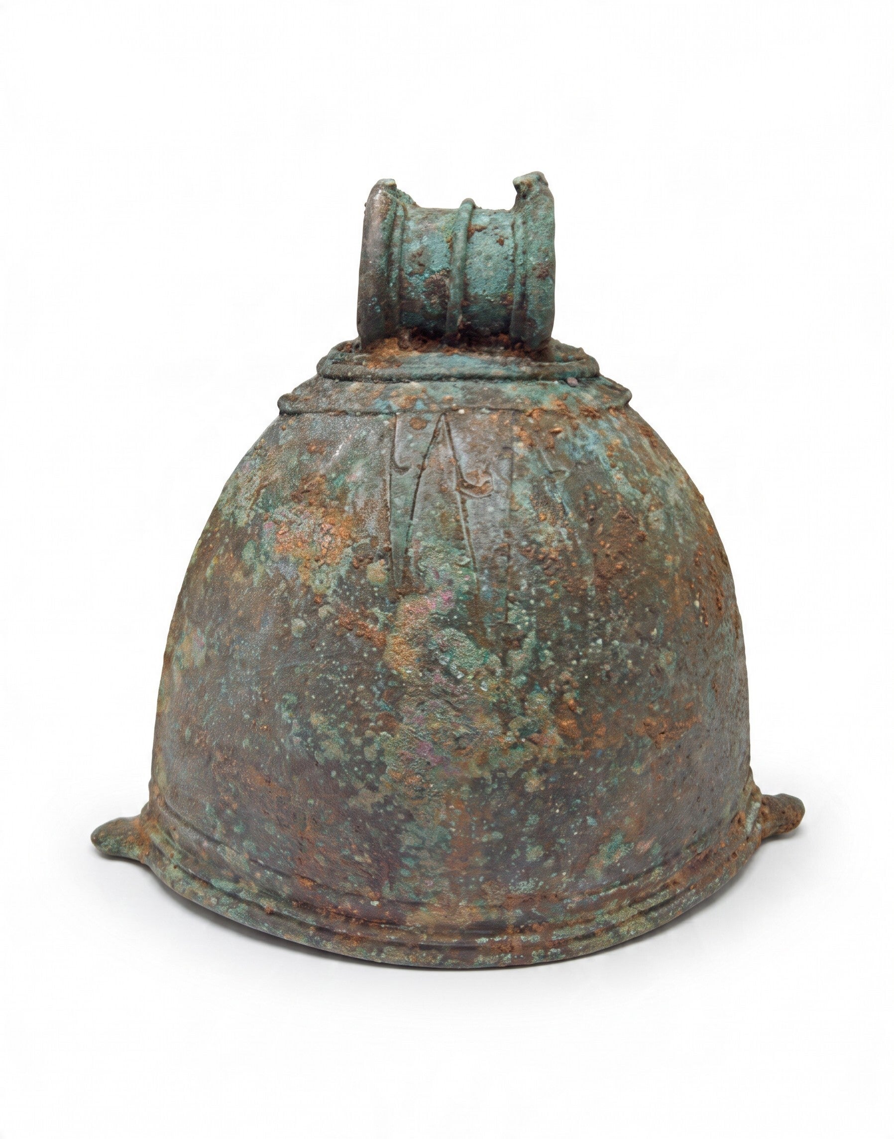 Indonesia - Very beautifully shaped and decorated antique Javanese Bronze Ritual Bell (Ghanta) with Beautiful Patina and working clapper Lot:  3811