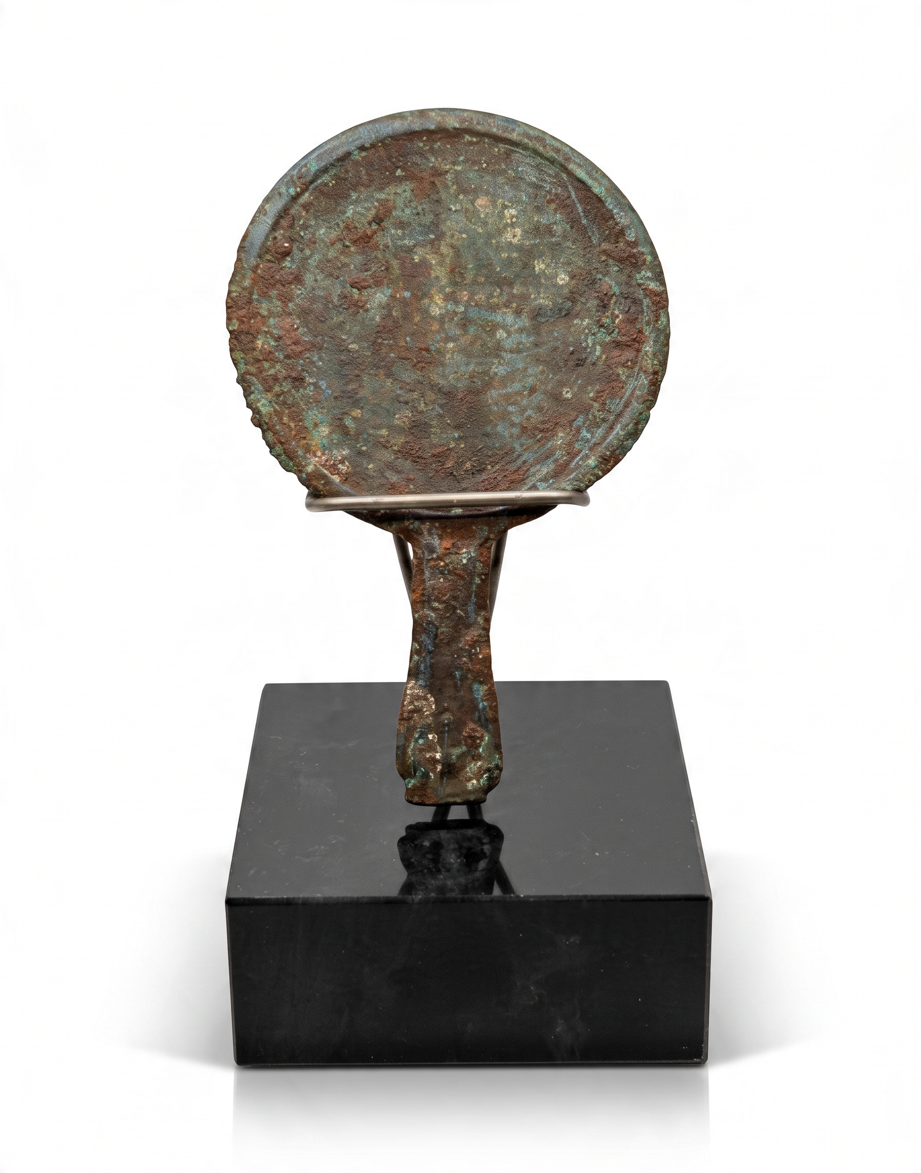 Southeast Asia (Song dynasty?) Captivating Bronze Mirror ø 8 cm, 12 cm total Lot:  3821