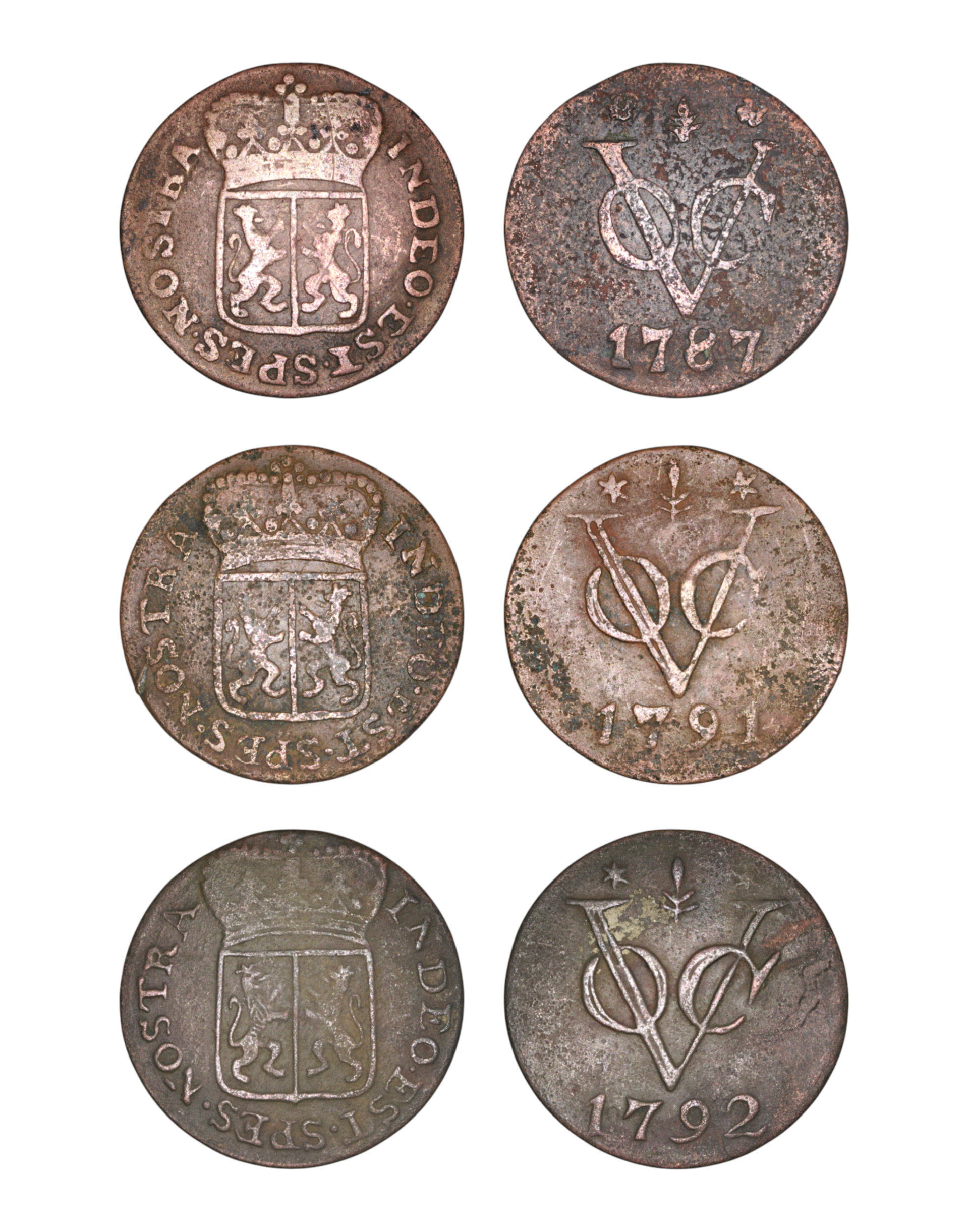 Netherlands East Indies (1601-1949) > 1 Duit 1787, 1791, 1792 Gelderland Ref: KM# 50, Passon 11.9 Lot:  3825