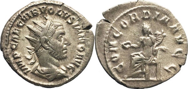 Roman Empire, Volusian (AD 251-253) Concordia AR Antoninianus. VF