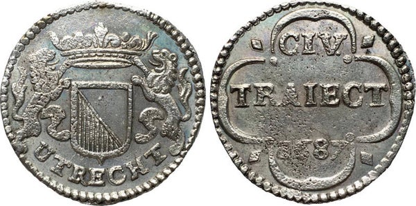 The Netherlands, Utrecht Provincie - AR Duit (4.8 gr) Piedfort 1687. Piedfort, minted in silver on double weight. EF