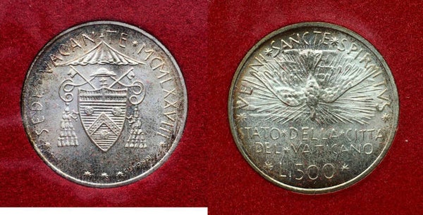 Vatican City - 500 Lire, 1978 Commemorative issue Sede Vacante. UNC
