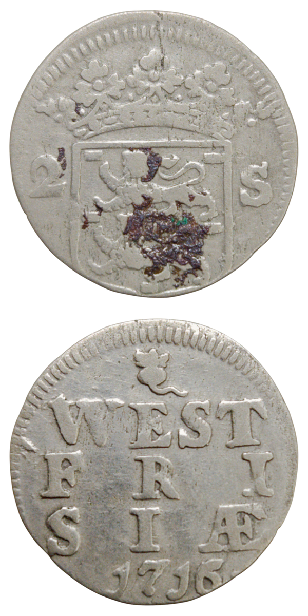 Netherlands › Dutch Republic › West Friesland 2 Stuivers 1716 "Double Wapenstuiver" WEST/FRISIA; arms Ref: KM# 106.2, Ver# 75.4, itemnumber: W5184