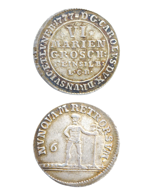 GERMANY, BRUNSWICK WOLFENBUTTEL, 6 Mariengroschen 1777 L.C.R., KM.872, extremely fine