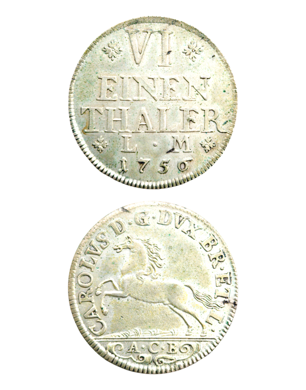 GERMANY, BRUNSWICK WOLFENBUTTEL, Karl 1/6 Thaler 1756 ACB, KM.930, extremely fine