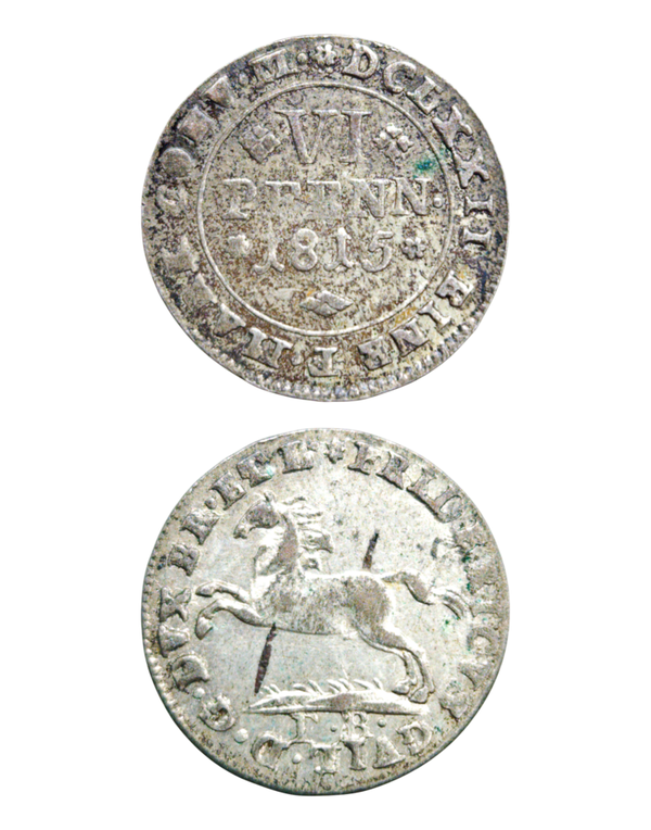 GERMANY, BRUNSWICK WOLFENBUTTEL, Friedrich Wilhelm 1771-1815, 6 Pfennige 1815 FR, KM.1059, very fine+
