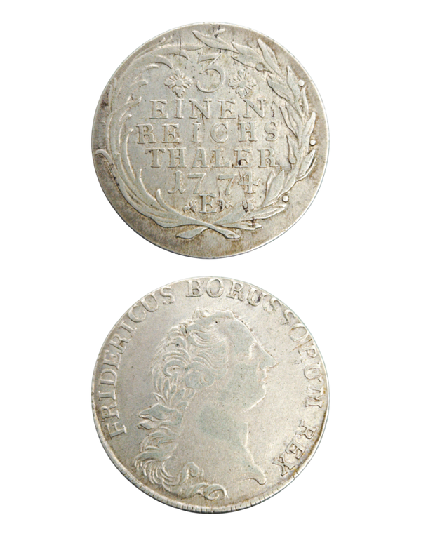 GERMANY, PRUSSIA, Friedrich II, 1/3 Thaler 1774E, KM 329.3, almost extremely fine