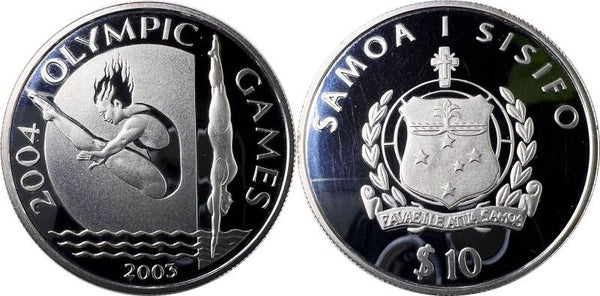 Samoa 10 Tala 2003 Tanumafili II XXVIII Summer Olympics. Proof