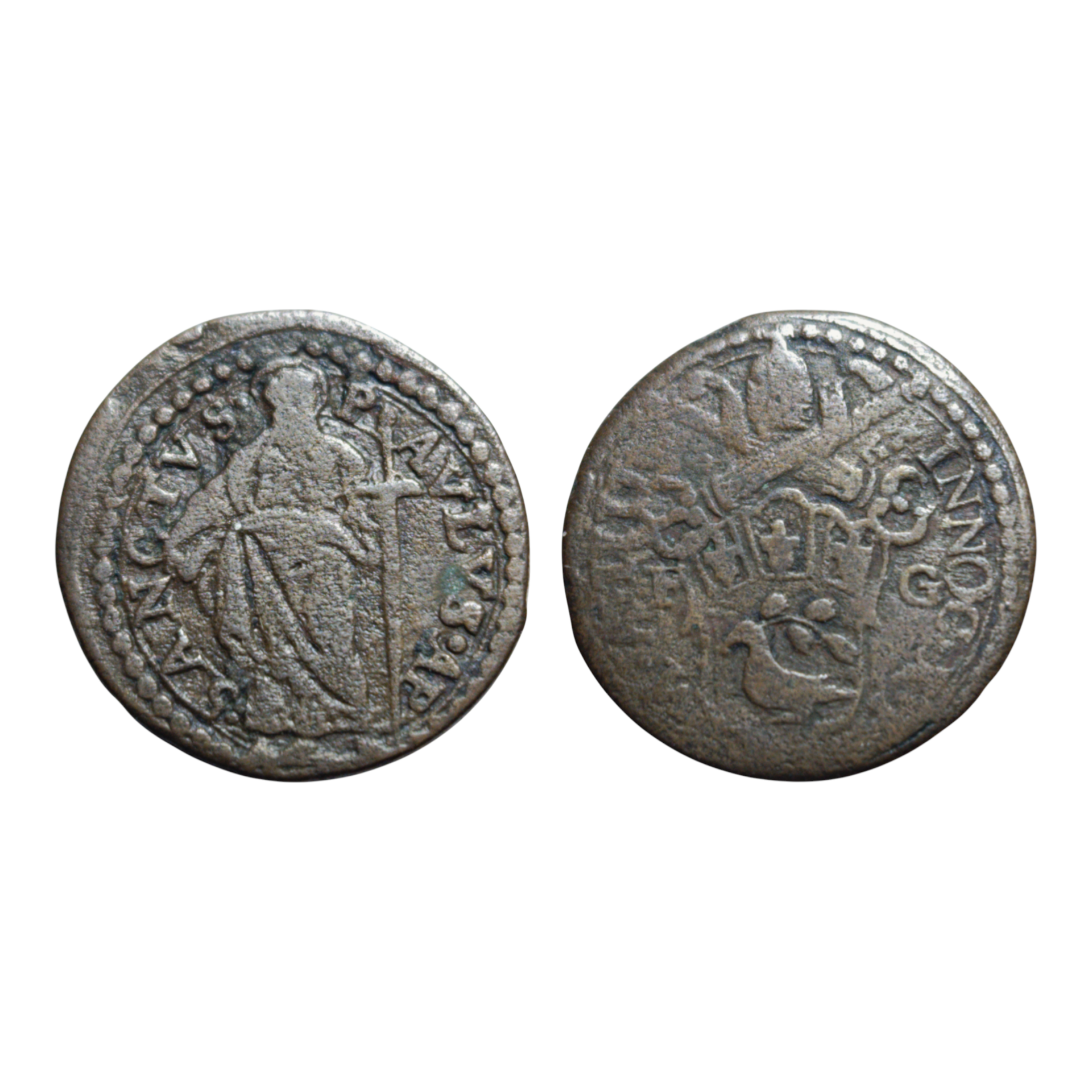 GUBBIO - Innocent X (1644-1655) - Quattrino - A. III - Coat of arms with shaped plate, itemnumber: W5025