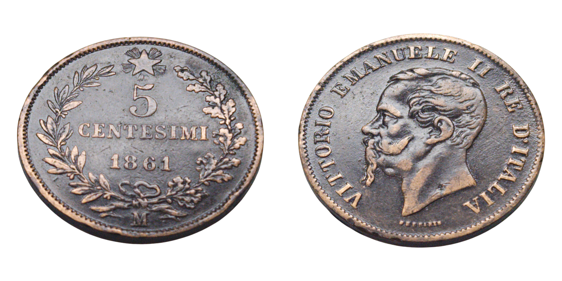 5 Centesimi 1861 M- Victor Emmanuel II Ref: KM# 3.2 , itemnumber: W5029