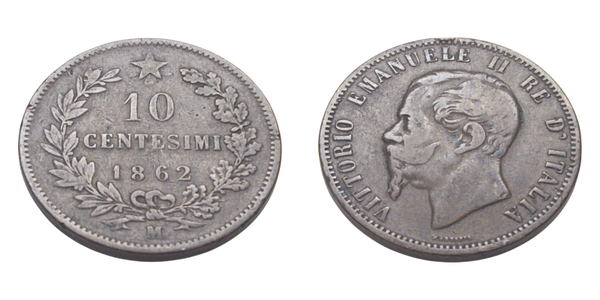 10 Centesimi 1862 M - Victor Emmanuel II Ref: KM# 11.1, itemnumber: W5030