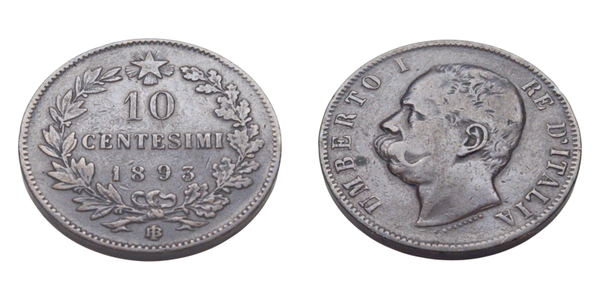 10 Centesimi 1893 BI- Umberto I Ref: KM# 27.1, itemnumber: W5031