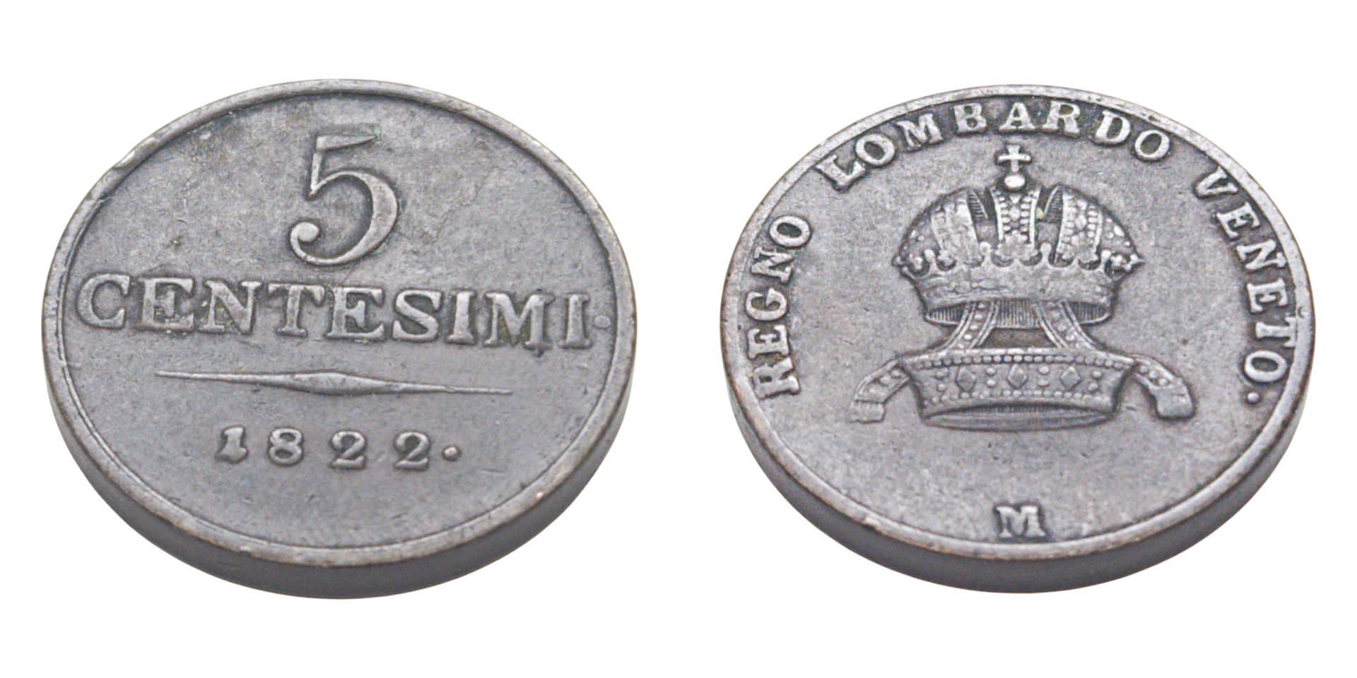 Kingdom of Lombardy-Venetia, 5 Centesimi 1822 M- Francis I Ref: C# 3,2, itemnumber: W5032