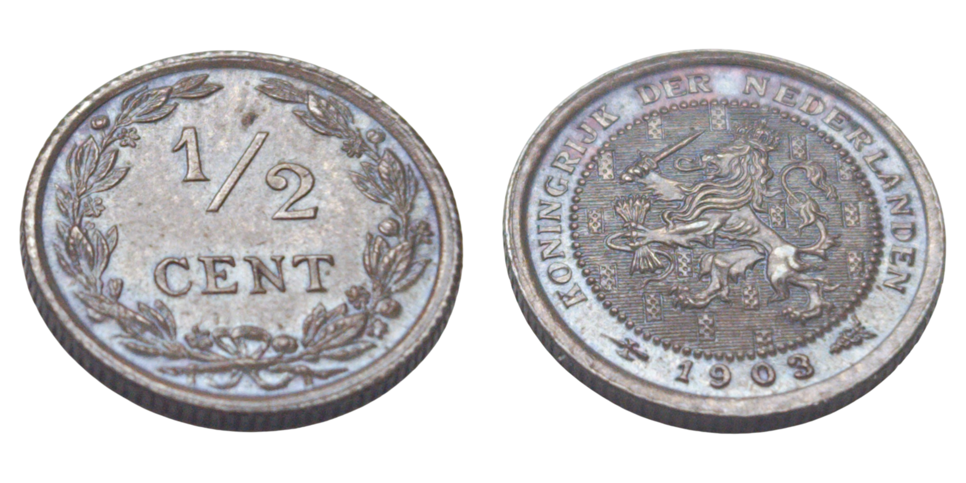 ½ Cent type II 1903 Wilhelmina Ref: KM# 133, Sch# 1004, itemnumber: W5046