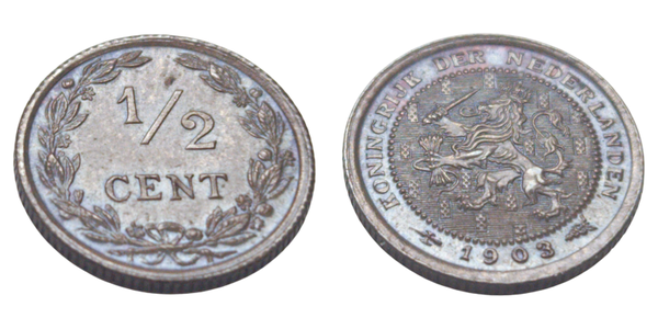 ½ Cent type II 1903 Wilhelmina Ref: KM# 133, Sch# 1004, itemnumber: W5046