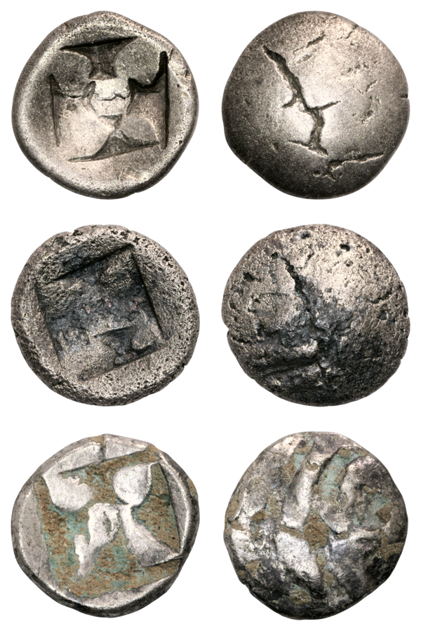 Indonesia. 24 krisnalas (Silver) ND (1293-1524) Majapahit Djampol (3 coins), itemnumber: W5059