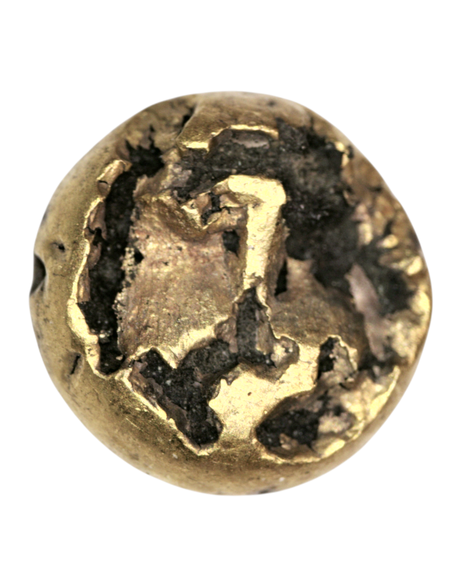 Kingdom of Sailendra (950-1150) small gold Masa (0.32 gr) with a hard life behind her., itemnumber: W5100
