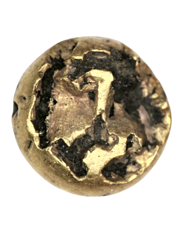 Kingdom of Sailendra (950-1150) small gold Masa (0.32 gr) with a hard life behind her., itemnumber: W5100