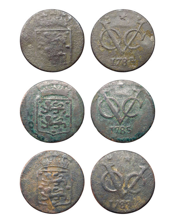Netherlands East Indies (1601-1949) 1 Duit 1784, 1785, 1787 West Friesland Hoorn, Hessel Slijper, rosette, 1781-1796 Ref: KM# 131, Passon 15,18, itemnumber: W5114