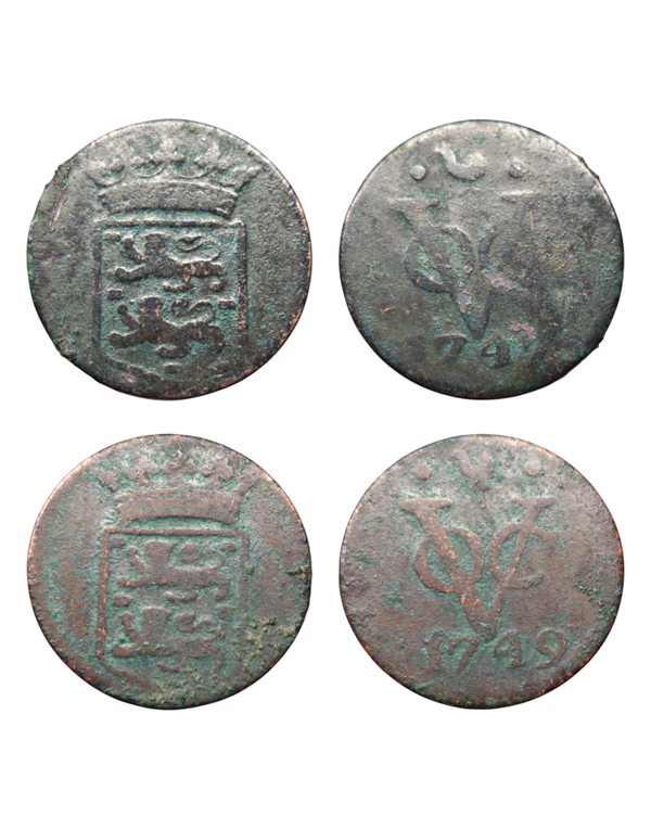 Netherlands East Indies (1601-1949) 1 Duit 1747, 1749, West Friesland Hoorn, Teunis Kist, cock, 1741-1761 Ref: KM# 131, Passon 15,16, itemnumber: W5115