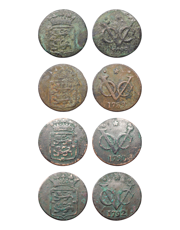 Netherlands East Indies (1601-1949) 1 Duit 1788, 1789, 1790, 1792 West Friesland Hoorn, Hessel Slijper, rosette, 1781-1796 Ref: KM# 131, Passon 15,18, itemnumber: W5116