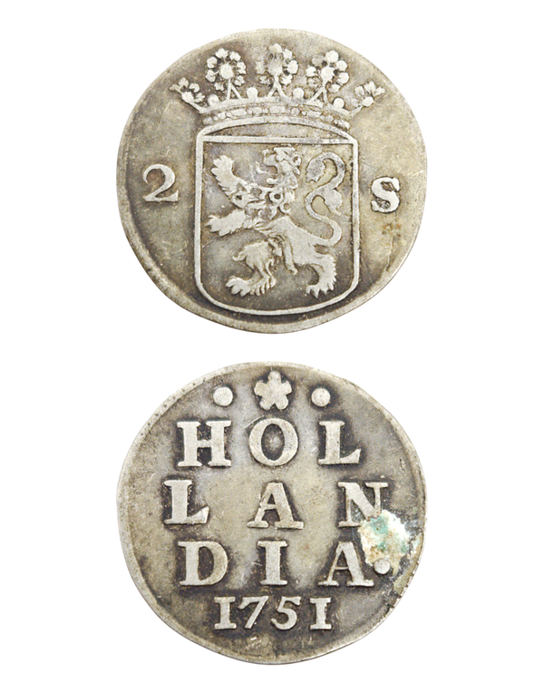Dutch Republic › Holland, 2 Stuivers 1751 "Double Wapenstuiver" Ref: KM# 48, Ver# 56.4, itemnumber: W5128