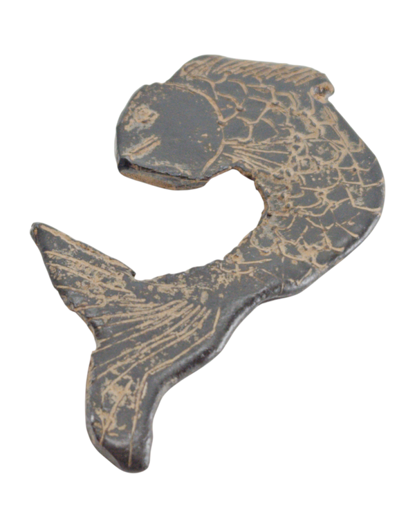 A double-sided Majapahit Fish lead/tin alloy artifact from the Majapahit Empire, Java/Sumatra (13th - 16th Century), itemnumber: W5148