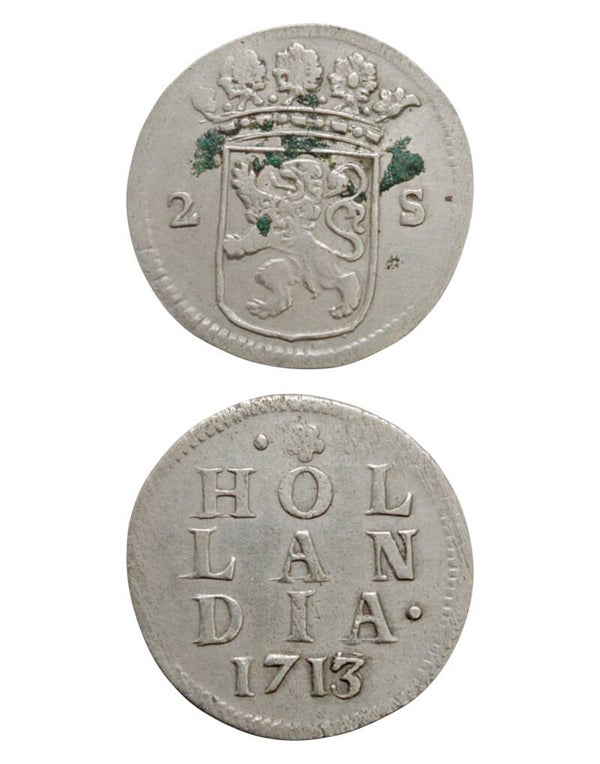 Netherlands › Dutch Republic › Holland 2 Stuivers 1713 "Double Wapenstuiver" Ref: KM# 48, Ver# 56.4, itemnumber: W5168