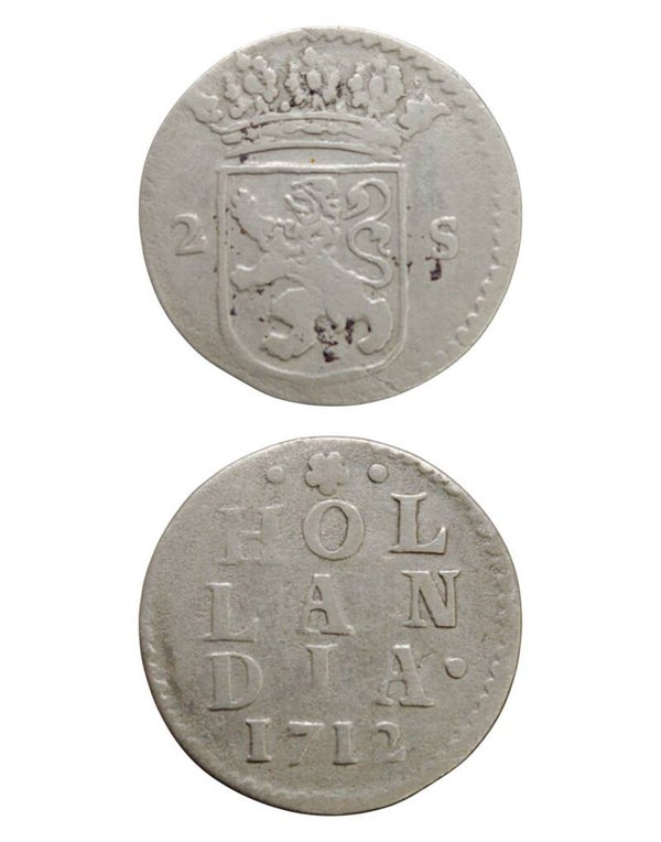 Netherlands › Dutch Republic › Holland 2 Stuivers 1712 "Double Wapenstuiver" Ref: KM# 48, Ver# 56.4, itemnumber: W5170