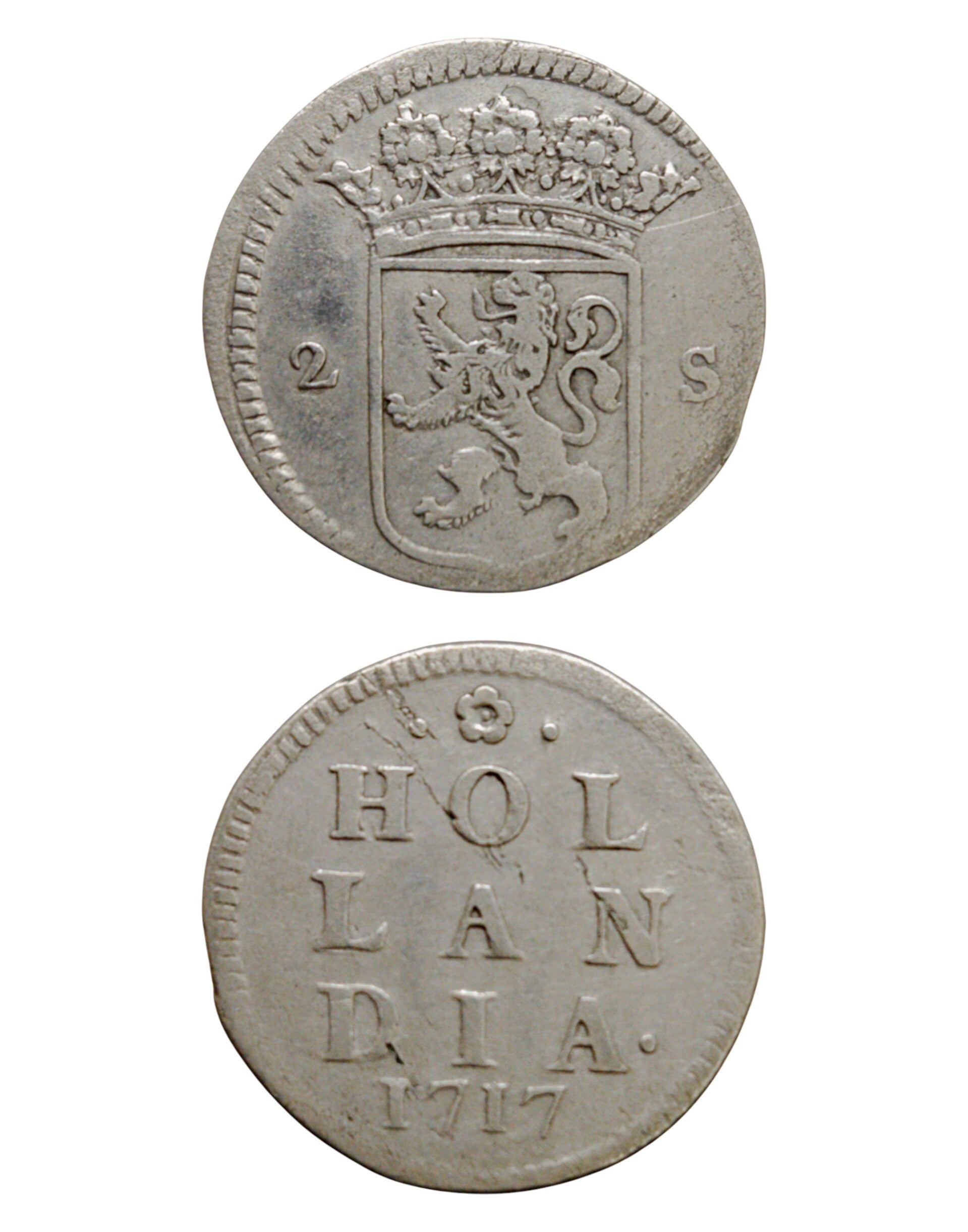 Netherlands › Dutch Republic › Holland 2 Stuivers 1717 "Double Wapenstuiver" Ref: KM# 48, Ver# 56.4, itemnumber: W5171