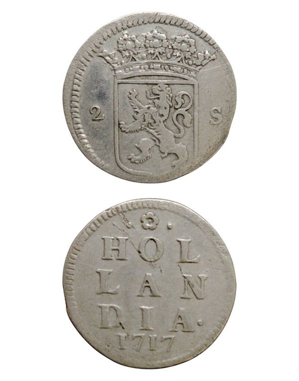 Netherlands › Dutch Republic › Holland 2 Stuivers 1717 "Double Wapenstuiver" Ref: KM# 48, Ver# 56.4, itemnumber: W5171