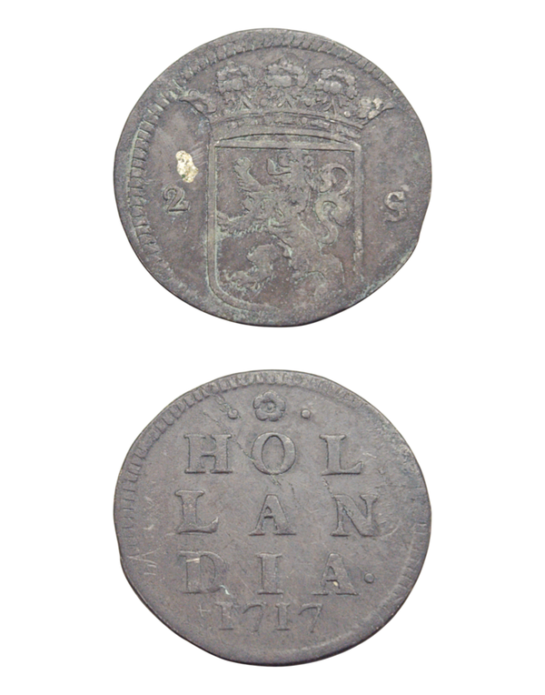 Netherlands › Dutch Republic › Holland 2 Stuivers 1717 "Double Wapenstuiver" Ref: KM# 48, Ver# 56.4, itemnumber: W5171