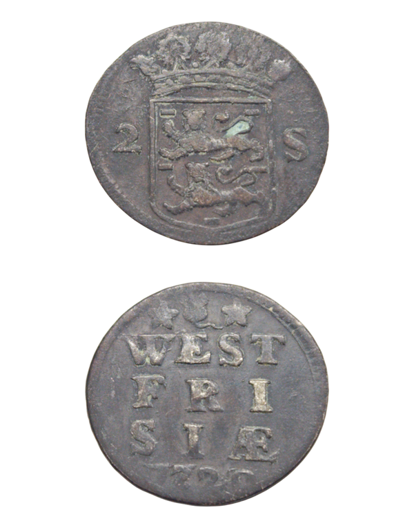 Netherlands › Dutch Republic › West Friesland 2 Stuivers 1720 "Double Wapenstuiver" WEST/FRISIA; arms Ref: KM# 106.2, Ver# 75.4, itemnumber: W5179