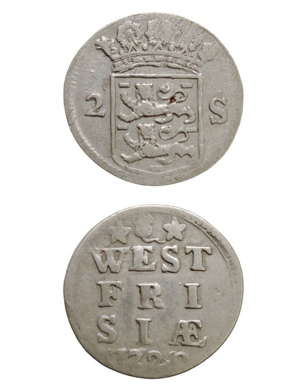Netherlands › Dutch Republic › West Friesland 2 Stuivers 1720 "Double Wapenstuiver" WEST/FRISIA; arms Ref: KM# 106.2, Ver# 75.4, itemnumber: W5179