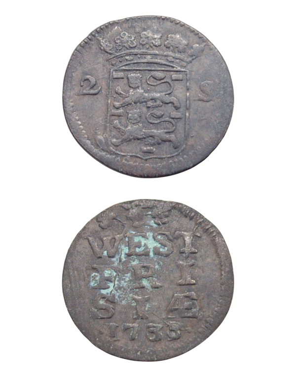 Netherlands › Dutch Republic › West Friesland 2 Stuivers 1733 "Double Wapenstuiver" WEST/FRISIA; arms Ref: KM# 106.2, Ver# 75.4, itemnumber: W5180